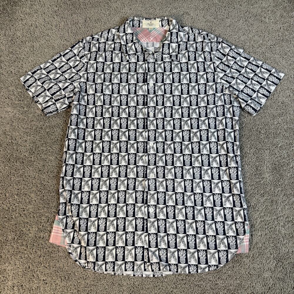 Paul Smith Shirt Mens M Black Short Sleeve Button Up Graphic Pineapple